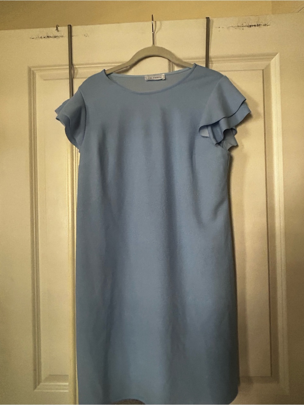 Light Blue Ruffle Sleeve Dress